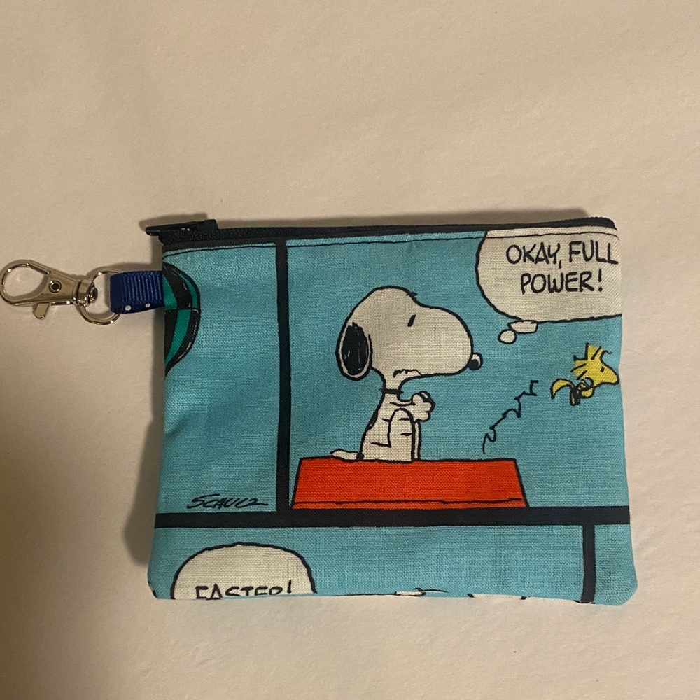 Snoopy Comic Strip Coin Pouch with lobster clasp